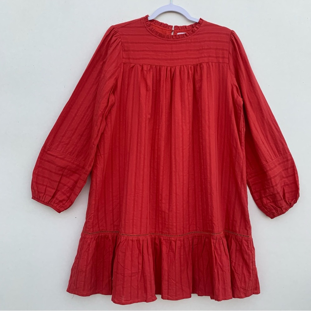Lost + Wander Terracotta Ruffled Bishop Sleeve Sundress Womens Size Large